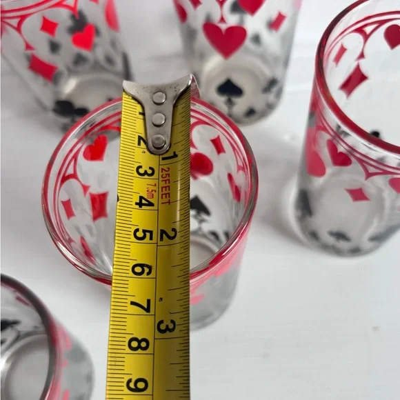 Vintage Playing Card Glasses Hearts Spades Set of Five - Picture 6 of 6